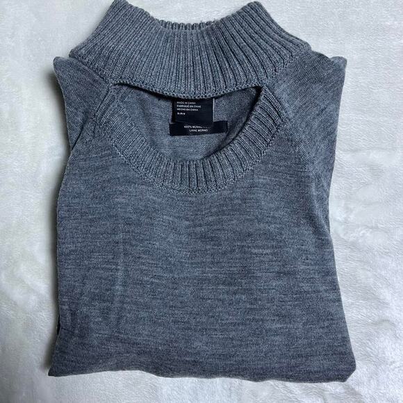 A/X Armani Exchange Merino Wool Sweater Womens S Lightweight Chest Cutout Gray - Picture 8 of 8